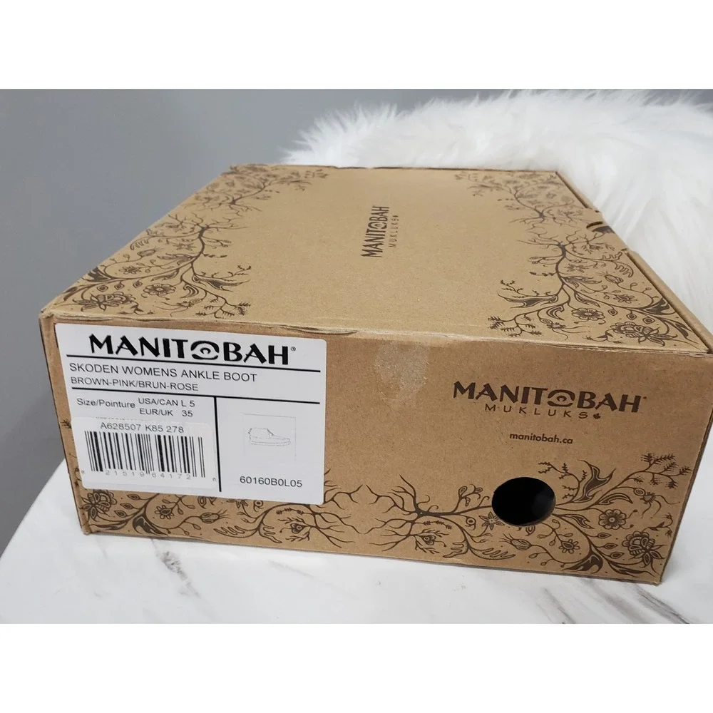 NEW SIZE 5 Manitobah MUK LUKS Skoden Leather Shearling Ankle Boots brown pink